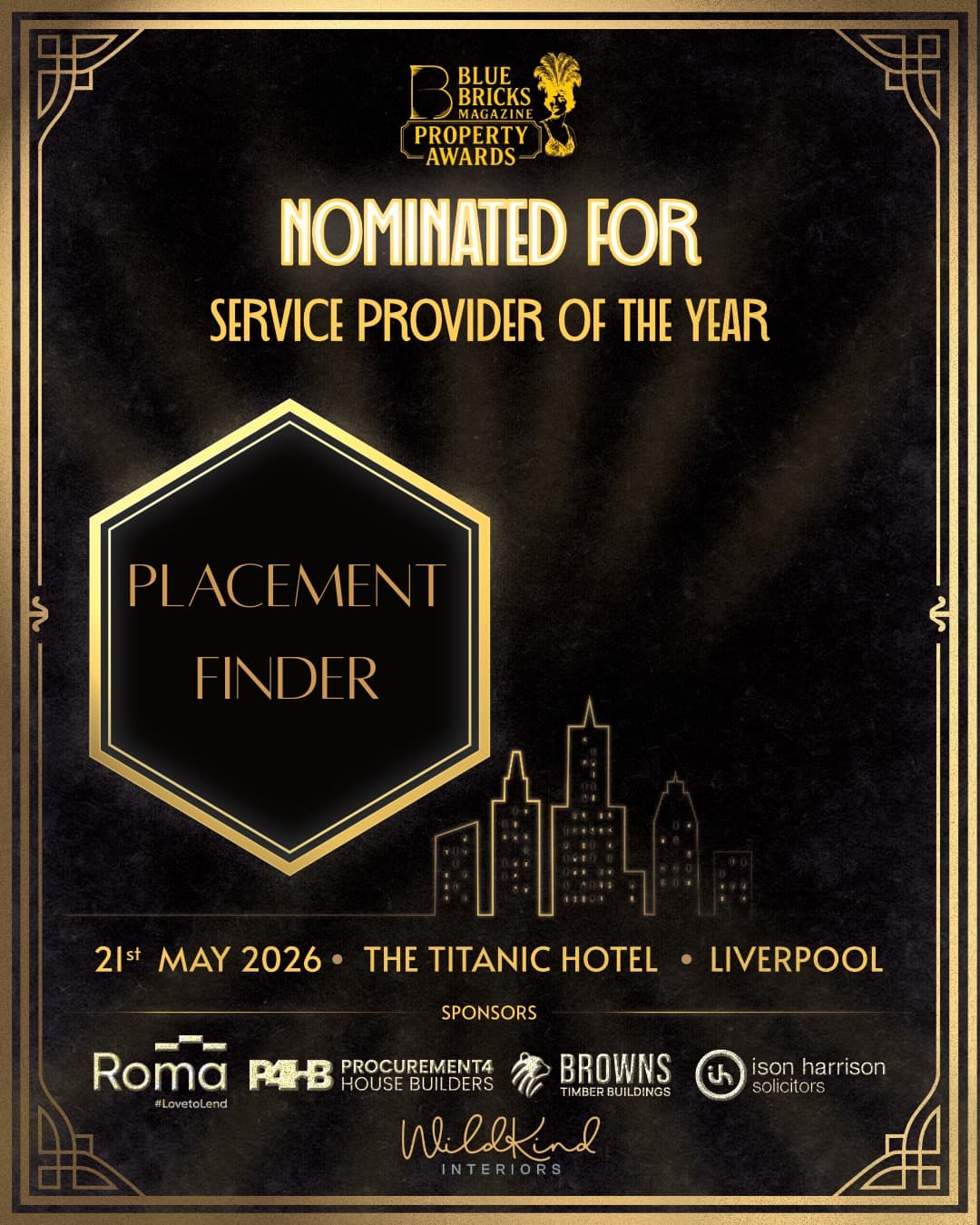 Placement Findr nomination graphic for Service Provider of the Year